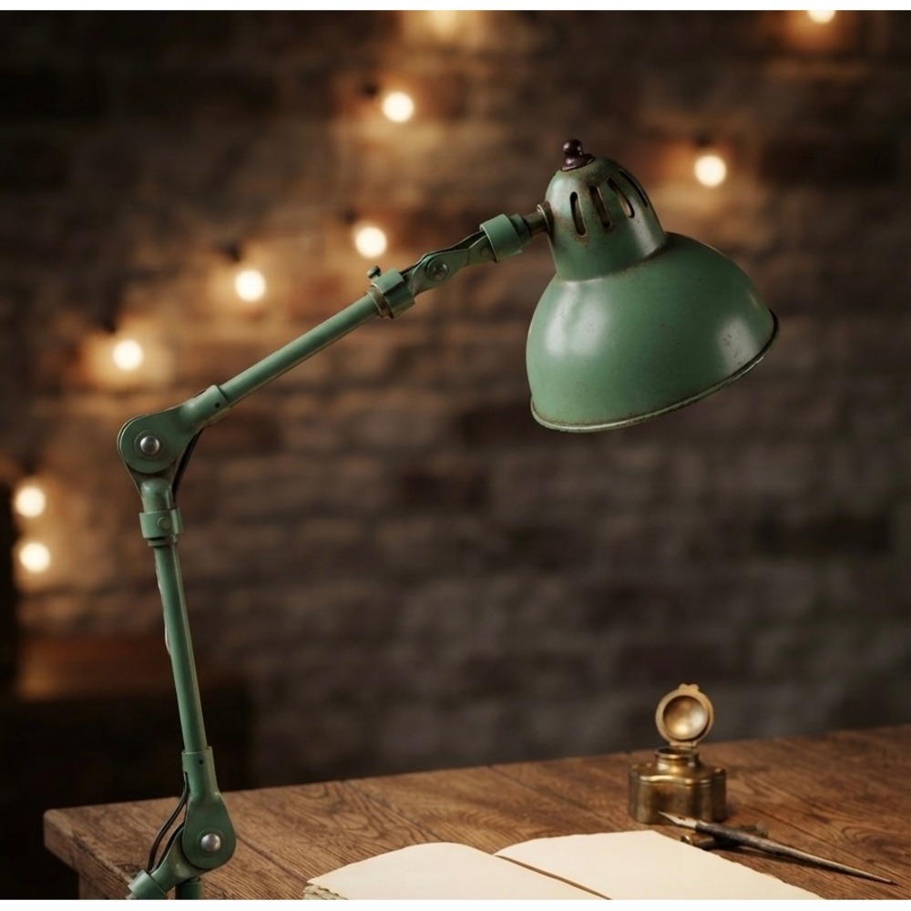 Fostoria Localite Industrial Lamp Model 55-VLX-701 Green Articulated Task Light